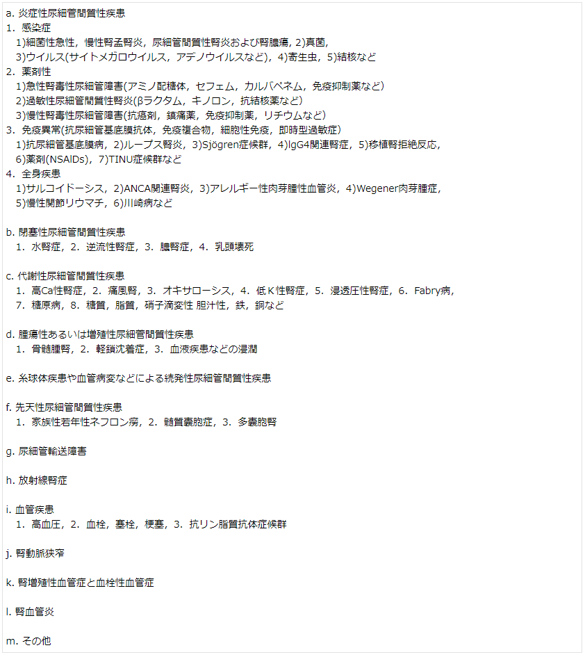 表1. WHO尿細管間質血管病変分類改訂版