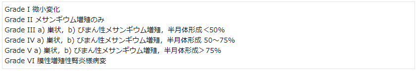 表2. 国際小児腎臓病研究班(ISKDC)による紫斑病性腎炎の組織分類と予後