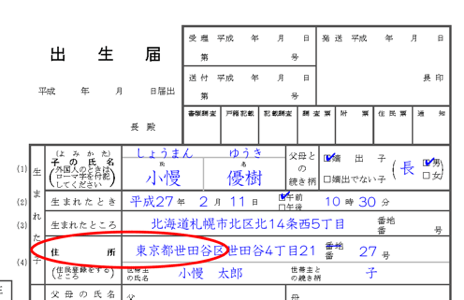 図：出生届の例